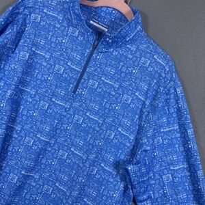 Fore Fathers 1/4 Zip Performance Pullover Men Sz L Blue Lightweight Stretch Golf
